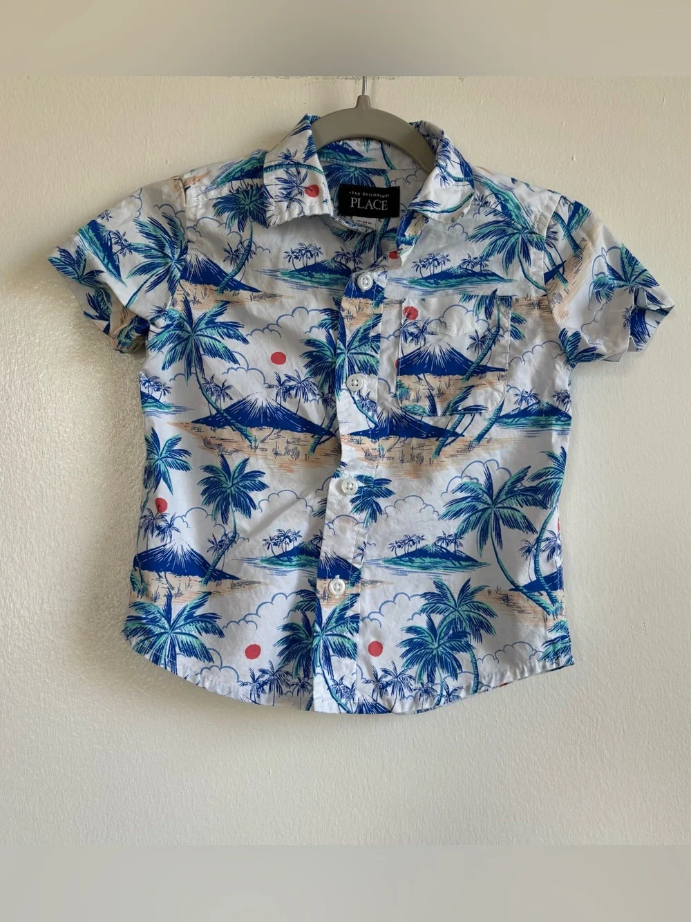 The Children's Place Boys 18-24M Tropical Palm Print Button-Up Shirt